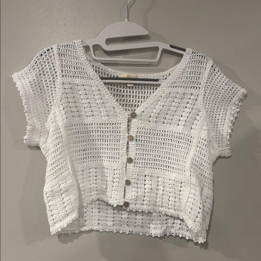 White Crochet Top